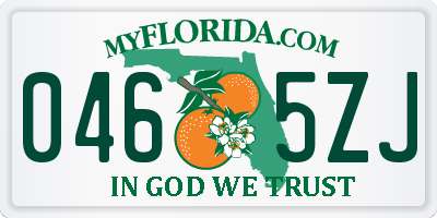 FL license plate 0465ZJ