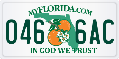 FL license plate 0466AC