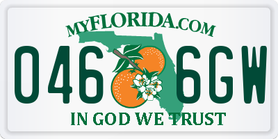 FL license plate 0466GW