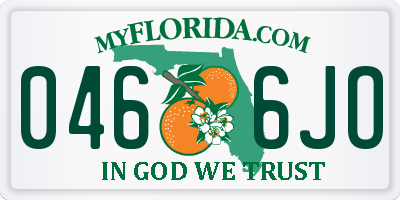 FL license plate 0466JO