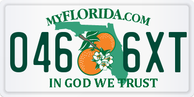 FL license plate 0466XT