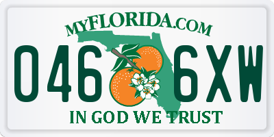 FL license plate 0466XW