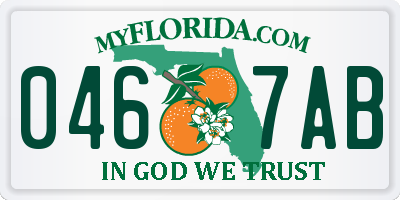 FL license plate 0467AB