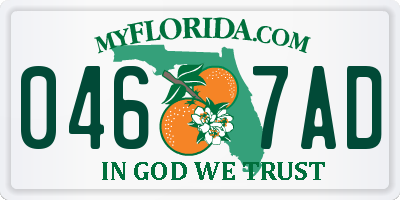 FL license plate 0467AD