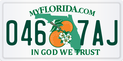 FL license plate 0467AJ