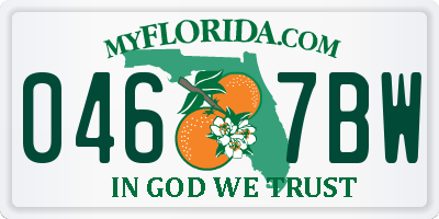 FL license plate 0467BW