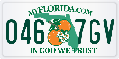 FL license plate 0467GV