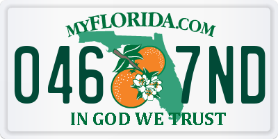 FL license plate 0467ND