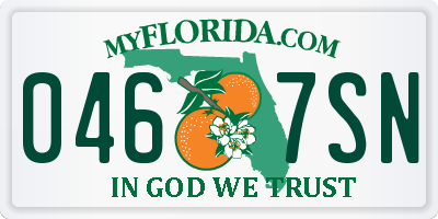 FL license plate 0467SN