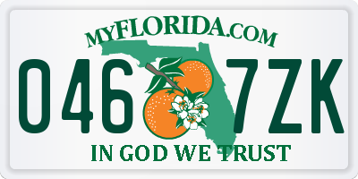 FL license plate 0467ZK