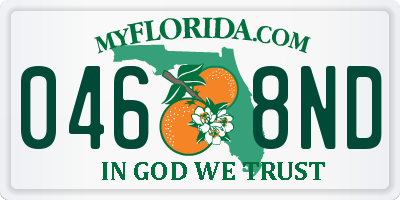 FL license plate 0468ND