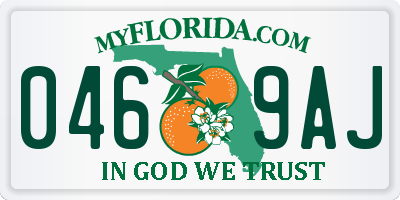 FL license plate 0469AJ