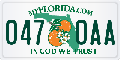 FL license plate 0470AA