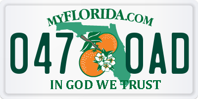 FL license plate 0470AD
