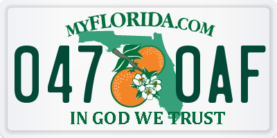 FL license plate 0470AF
