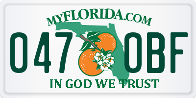 FL license plate 0470BF