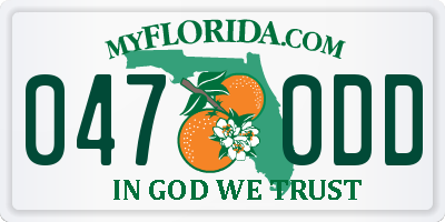 FL license plate 0470DD