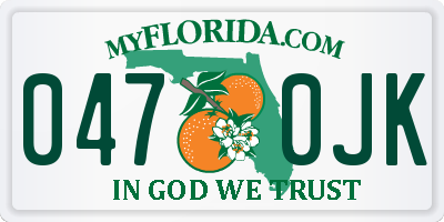 FL license plate 0470JK