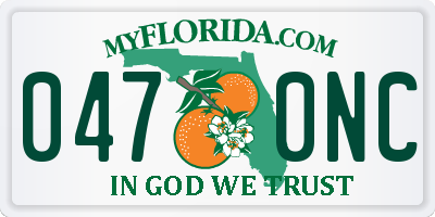 FL license plate 0470NC