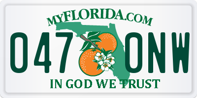 FL license plate 0470NW
