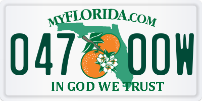 FL license plate 0470OW