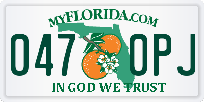 FL license plate 0470PJ