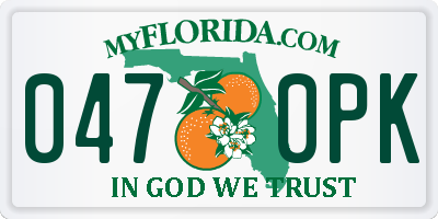 FL license plate 0470PK