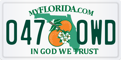 FL license plate 0470WD