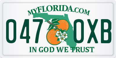 FL license plate 0470XB