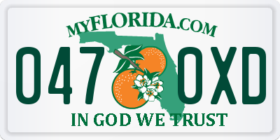 FL license plate 0470XD