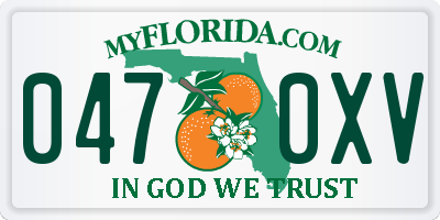 FL license plate 0470XV