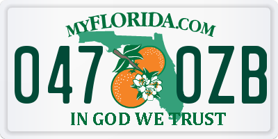 FL license plate 0470ZB