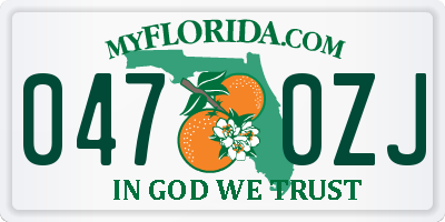 FL license plate 0470ZJ
