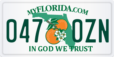 FL license plate 0470ZN