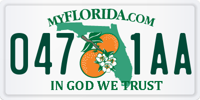 FL license plate 0471AA