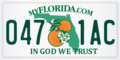 FL license plate 0471AC