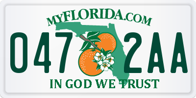 FL license plate 0472AA