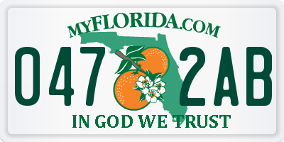 FL license plate 0472AB