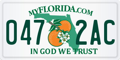 FL license plate 0472AC