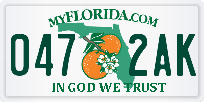 FL license plate 0472AK