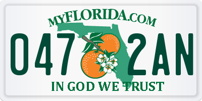 FL license plate 0472AN