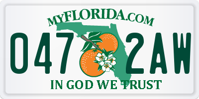 FL license plate 0472AW