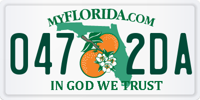FL license plate 0472DA
