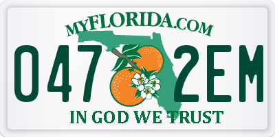 FL license plate 0472EM