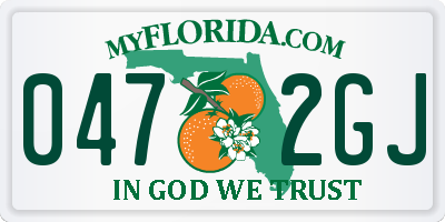 FL license plate 0472GJ
