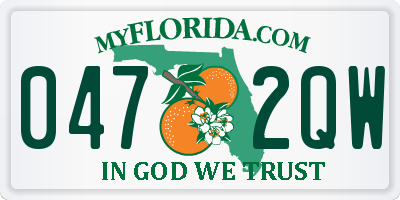 FL license plate 0472QW