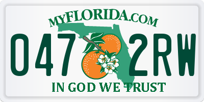 FL license plate 0472RW