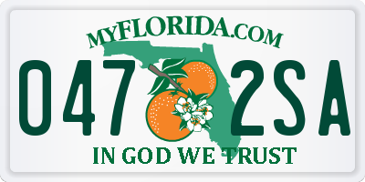 FL license plate 0472SA