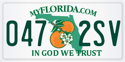 FL license plate 0472SV