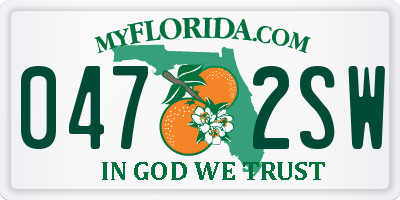 FL license plate 0472SW